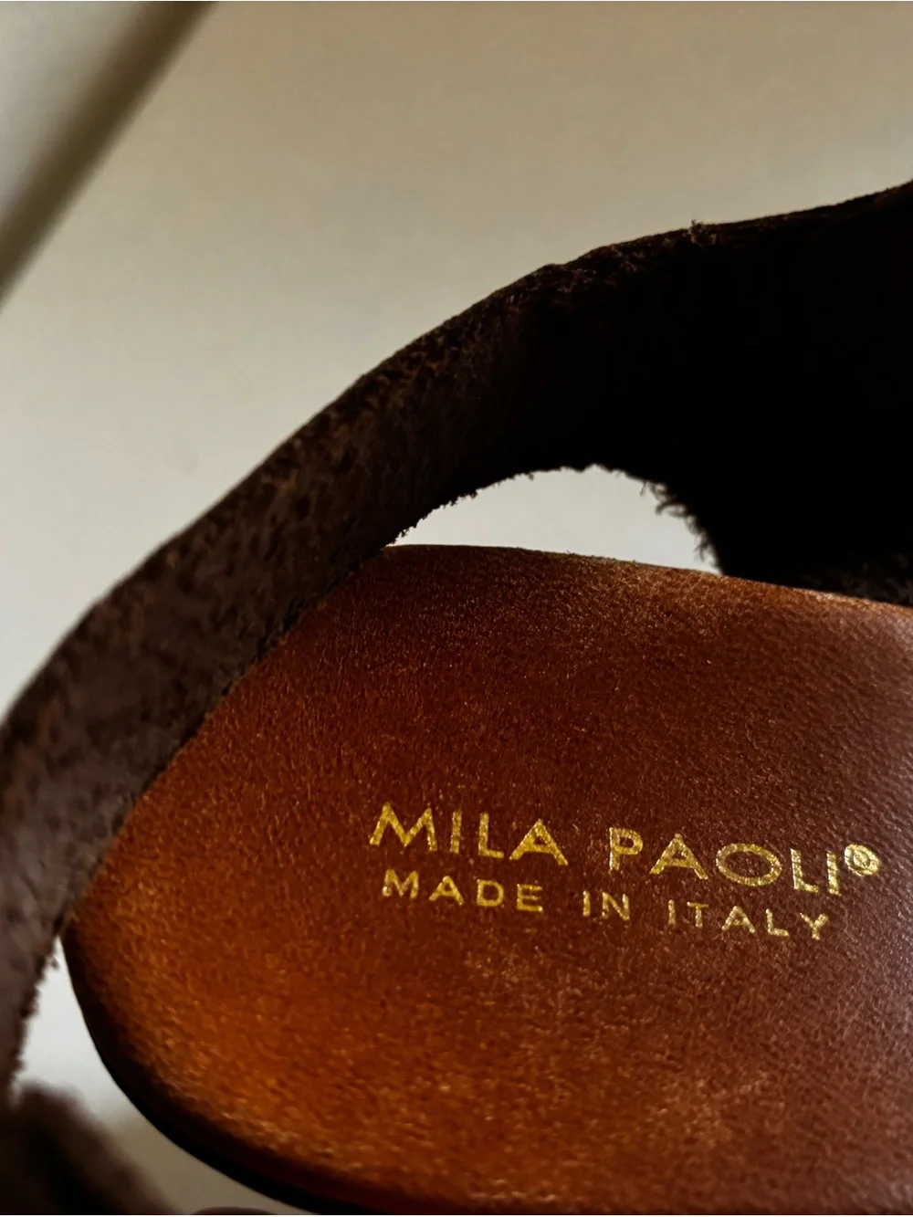 Mila Paoli Dark Brown Leather Wedge Sandals